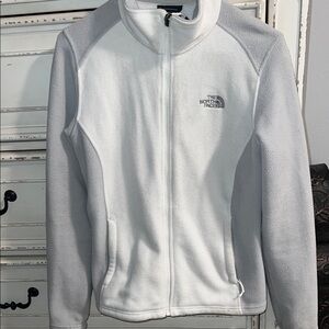 The North Face Women's White and Gray Fleece Jacket